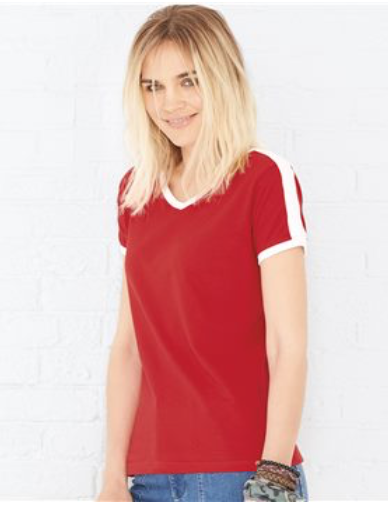 Retro Ringer Fine Women's Jersey V-Neck Tee 3532 LAT